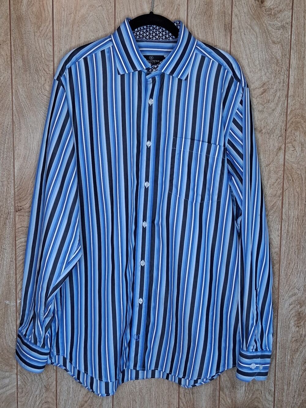 Mens Bugatchi Long Sleeve Stripped Button Down Shirt Size Large